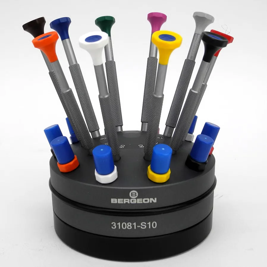 

BERGEON 31081-S10 Rotating Stand with 10 Screwdrivers for Watchmakers NON-MAGNETIC