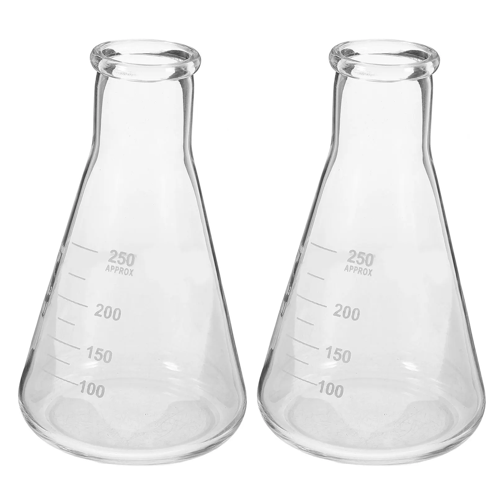 

2Pcs Thickened Glass Laboratory Flasks Transparent Body Practical for Student Teacher Science Experiment Use Erlenmeyer Flask