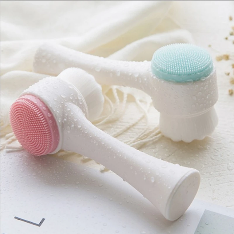 Silicone Face Cleansing Brush Double-Sided Facial Cleanser Blackhead Removal Pore Cleaner Exfoliator Face Scrub Skin Care Tool