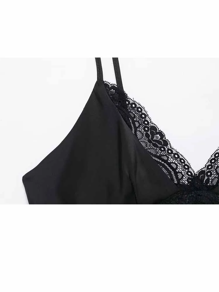 HH Mulher Primavera Moda Sexy Sem Mangas Dupla Camada Decoração de Renda Saia Curta Suspender Feminino Confortável Vestido de Festa