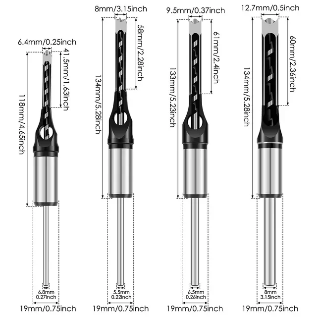 Imagem -03 - Furo Quadrado Broca Adaptador Ferramenta Elétrica Acessório para Máquinas de Perfuração Carpintaria Buraco Viu Mortising Cinzel Broca Conjunto