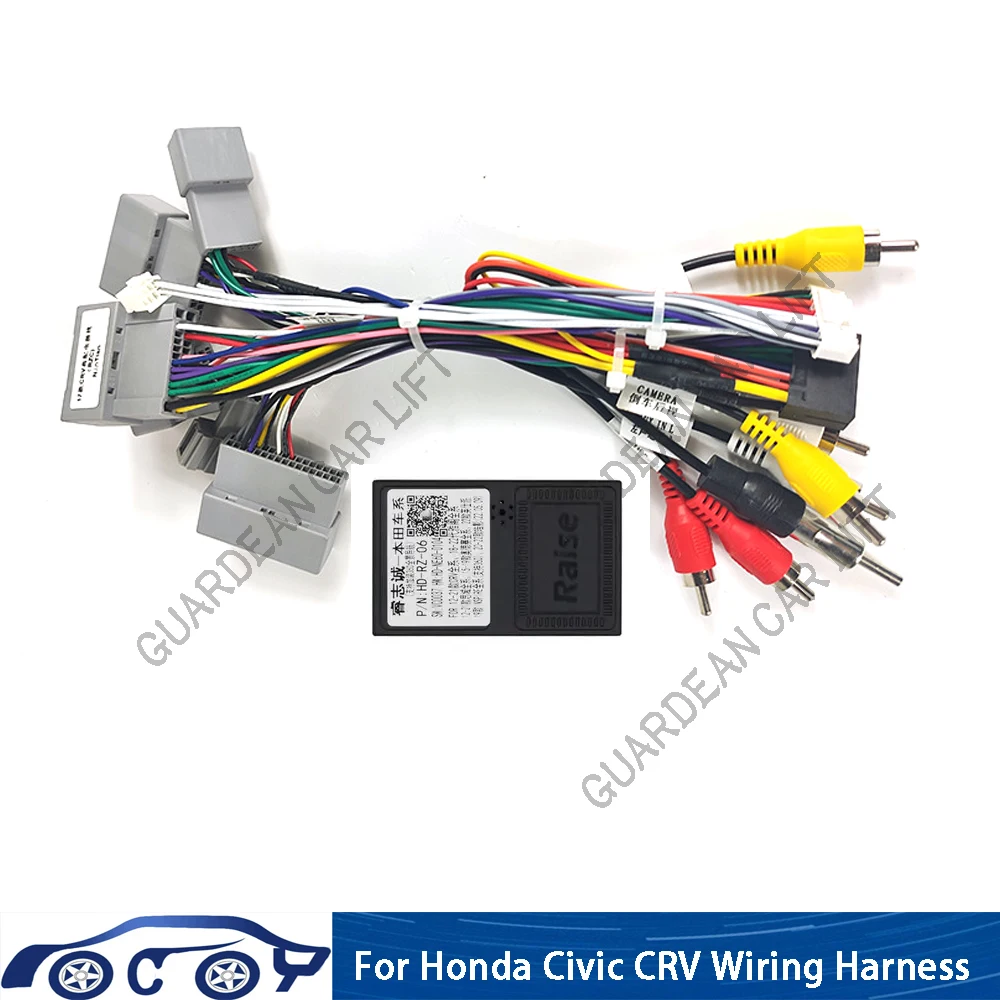 

For Honda Civic CRV Breeze Aftermarket Stereo Installation MP5 Adapter Car 16pin Android Audio Wiring Harness With Canbus Box