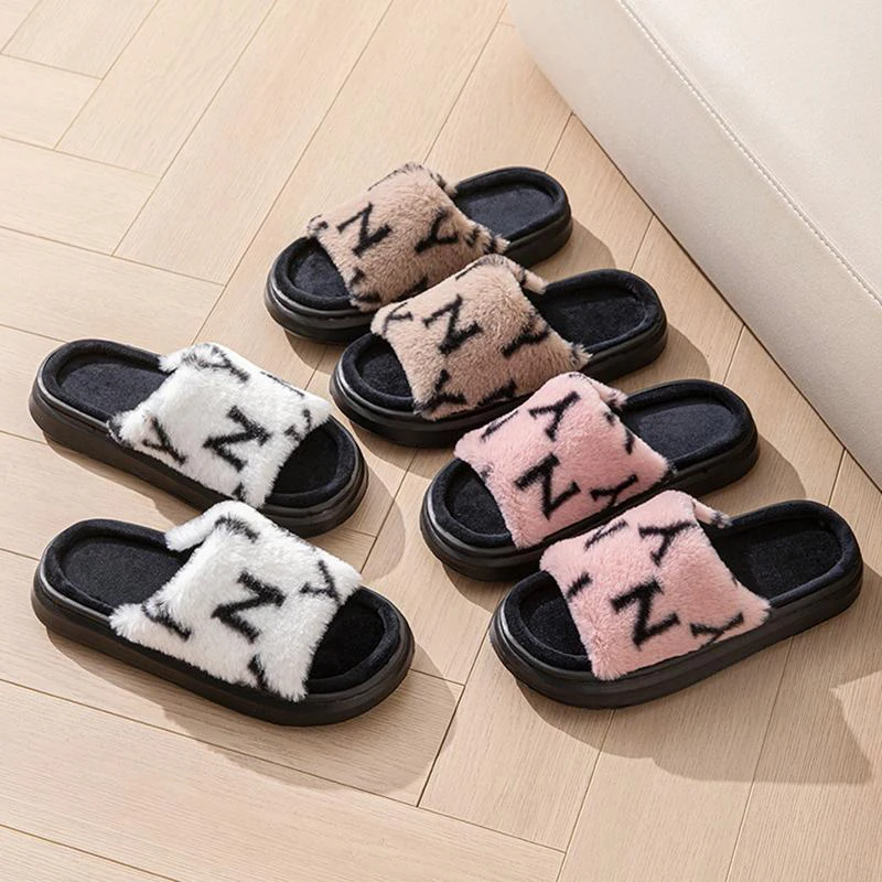 Fluffy Slippers Women Home Flat Luxury Designer Platform Shoes Ladies Casual Autumn Winter Footwear Indoor Fashion Thick Bottom - view 3