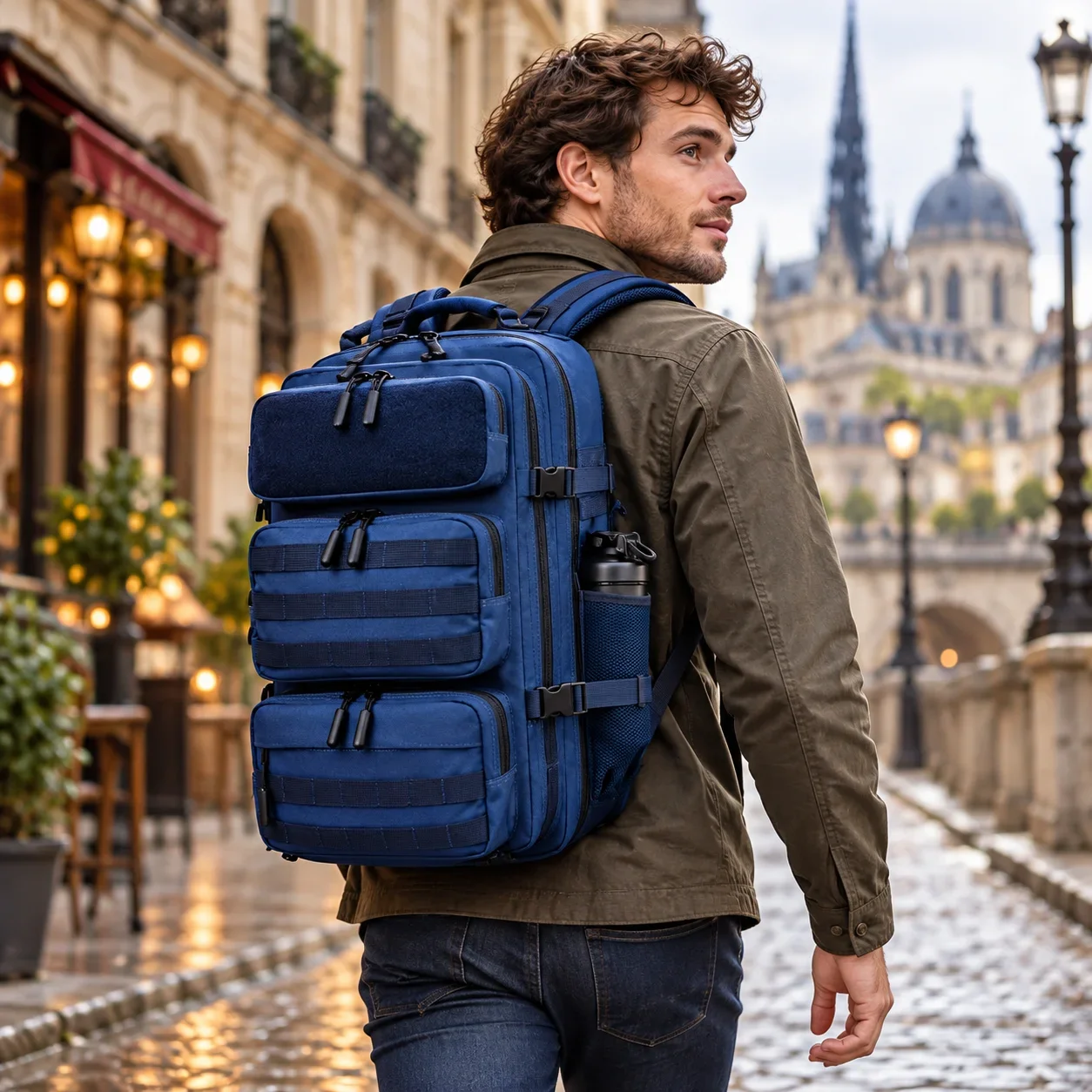 55L Tactical Backpack Sports Gym Bag for Men, Independent Shoe Compartment Outdoor Camping Hiking Business Trip Rucksack