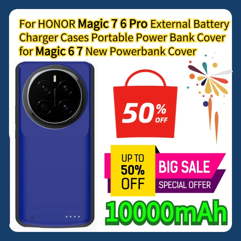 

Чехол-аккумулятор для HONOR Magic 7 6 Pro, портативный внешний аккумулятор, чехол-пауэрбанк для Magic 6 7, новый, 10000 мАч
