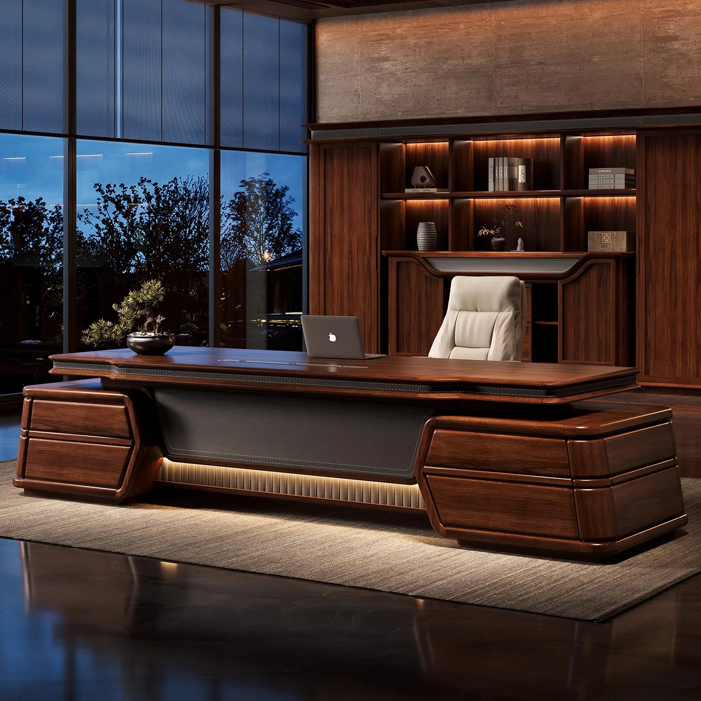 Hot Sale Luxury Professional Modern Wooden Office Desk Extendable Feature For Boss Manager Employee