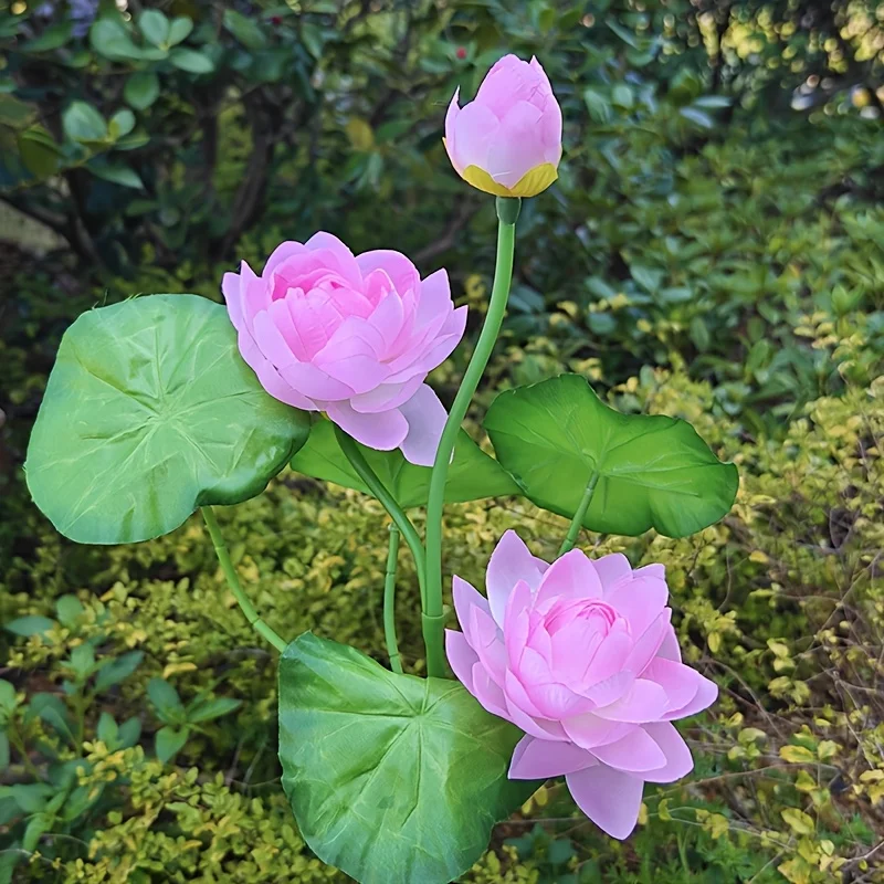 Solar Garden Decorative Flowers Lights Outdoor Waterproof Lotus Stake Light for Country Patio Yard Porch Step Pathway Solar Lamp