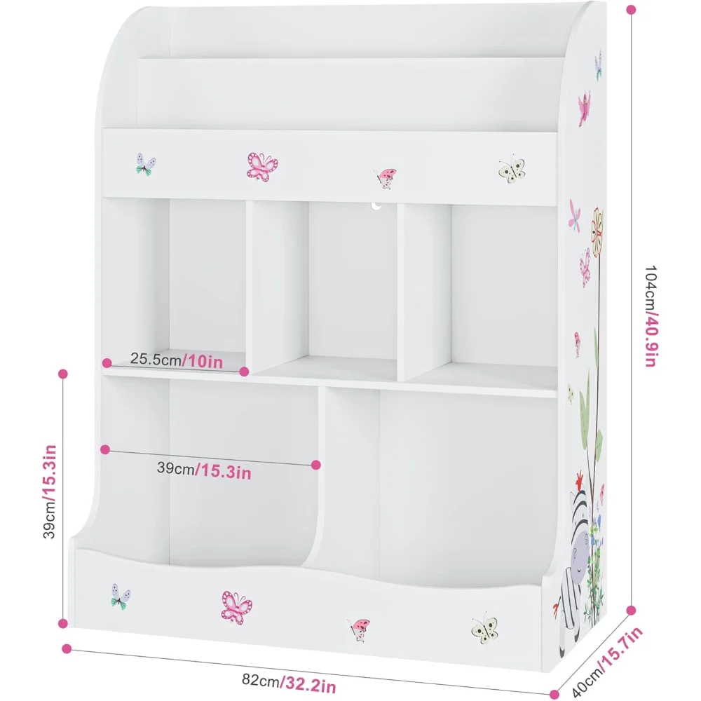 Lemari Anak, Organizer dengan Rak Buku, Rak Buku Anak, Lemari Penyimpanan Mainan dengan Cubbies, Lemari Anak