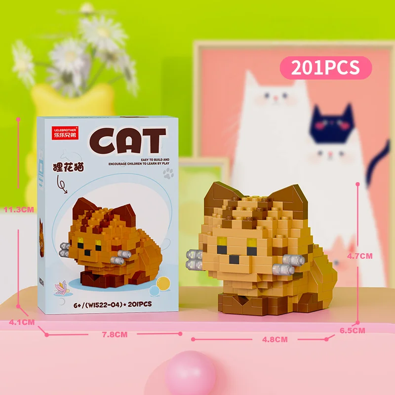 Bonito dos desenhos animados gato cão blocos de construção micropartículas husky montagem brinquedo decoração educacional presente para crianças