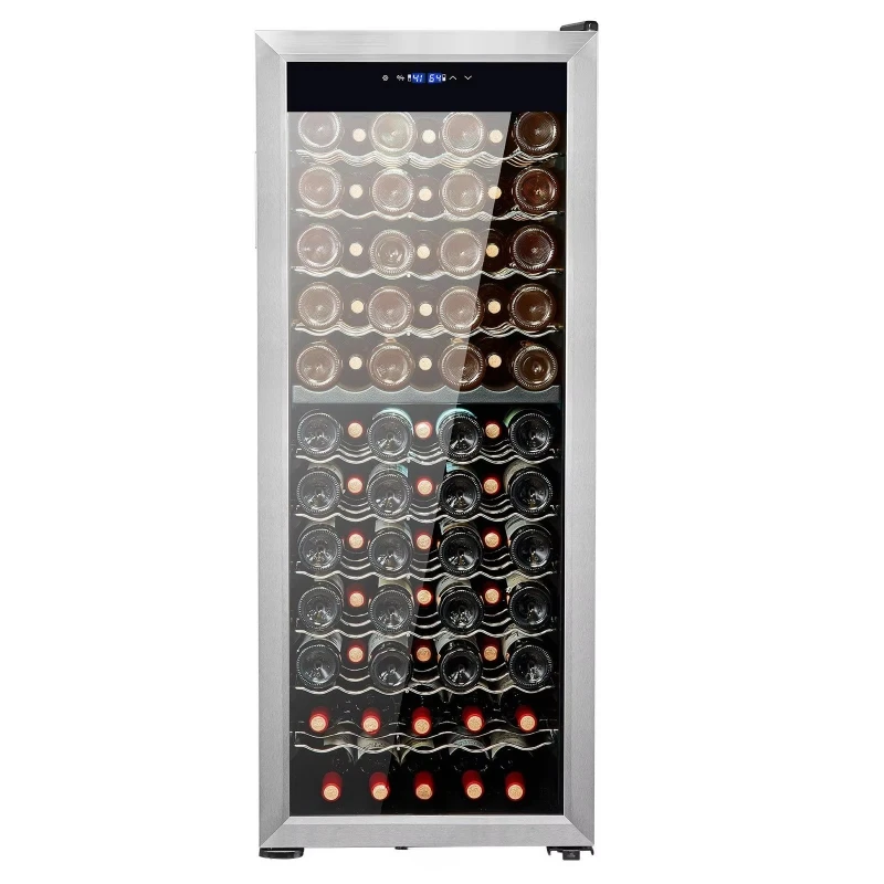 

80 Bottle Wine Cooler Freestanding Light Emitting Diode Light Lock Wine Beverage Storage Refrigerator