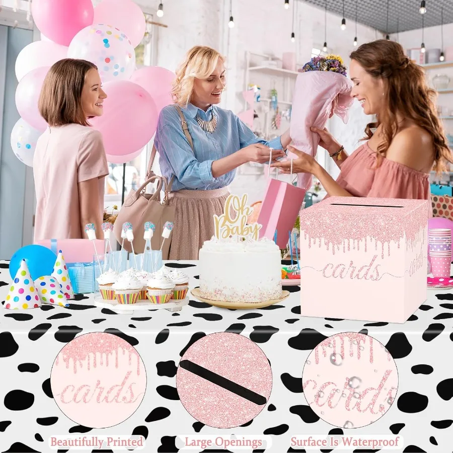 Boîte à cartes rose pour fête, 8.7 pouces, cartes cadeaux, support de réception pour mariage, réception nuptiale, remise de diplôme, anniversaire, retraite, spectacle pour bébé