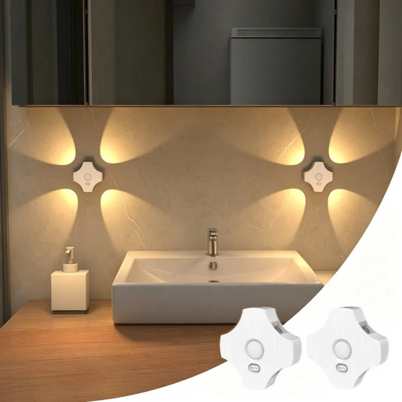 USB Rechargeable Human Body Sensing Wall Light Dimmable Indoor Night Light Perfect for Bedroom Headboards Cabinets and Stairwell