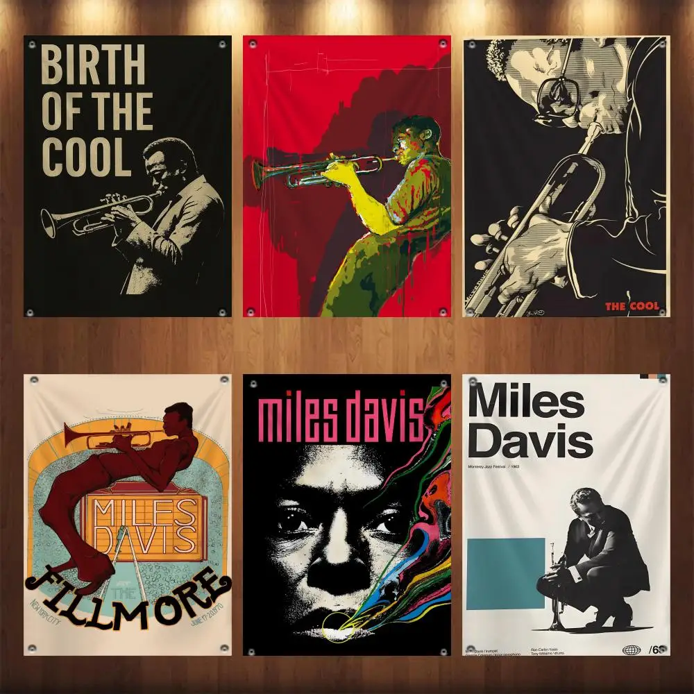 M-Miles D-Davis Jazz music Flags No-installation Foldable Flag, Personalized Logo Banner for Dorm, Outdoor Picnics Balconies