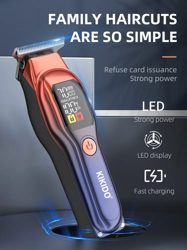 KIKIDO KK-A2 Electric Barber Pusher LED USB Fast Charging Professional Barber Hair Trimmer Portable Clipper For Children Adults