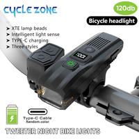 Smart Bicycle Front Light Rechargeable Bike Headlight with Horn Wireless Remote Control Bicycle Flashlight for Night Riding