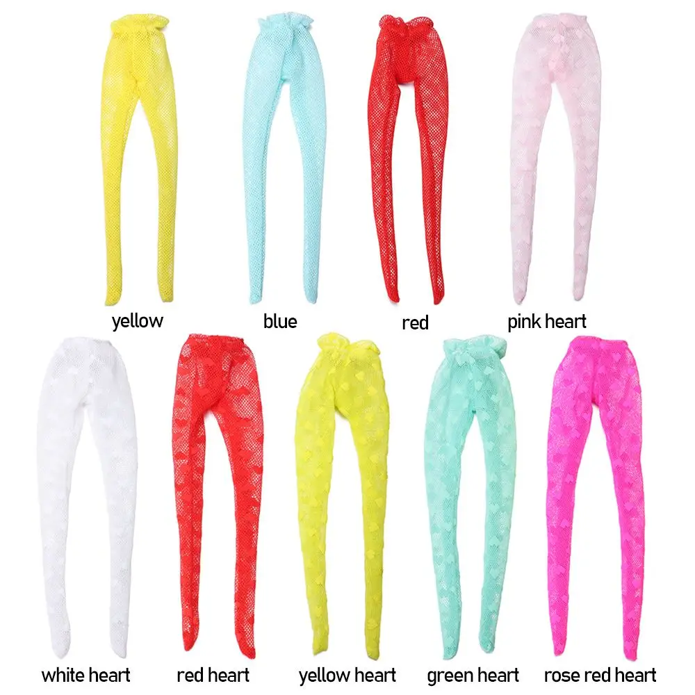 Love Heart Pattern Doll Silk Stockings Toy Dress Up Game Elestic Legging Colorful PanPant Hose Fit 1/6 Scale Dolls Accessories