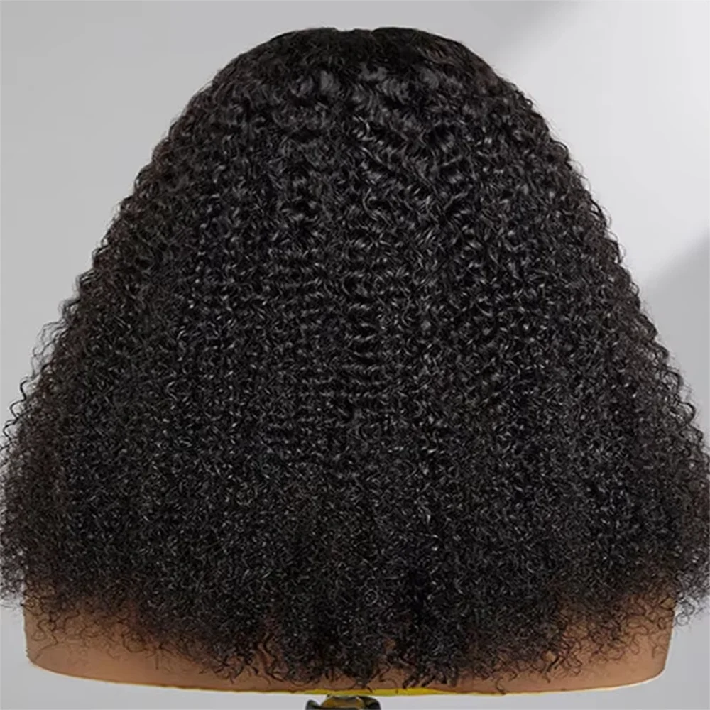 Glueless Long Soft Natural Black Kinky Curly 180Density 26inch Deep Lace Front Wig For Women With Baby Hair Preplucked Daily