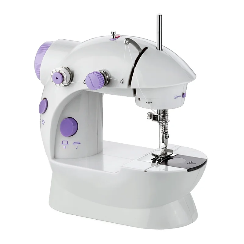 Máquina de coser portátil, máquina de coser de mano, doble hilo, doble velocidad, doble interruptor, pequeña máquina de coser, enchufe estadounidense duradero