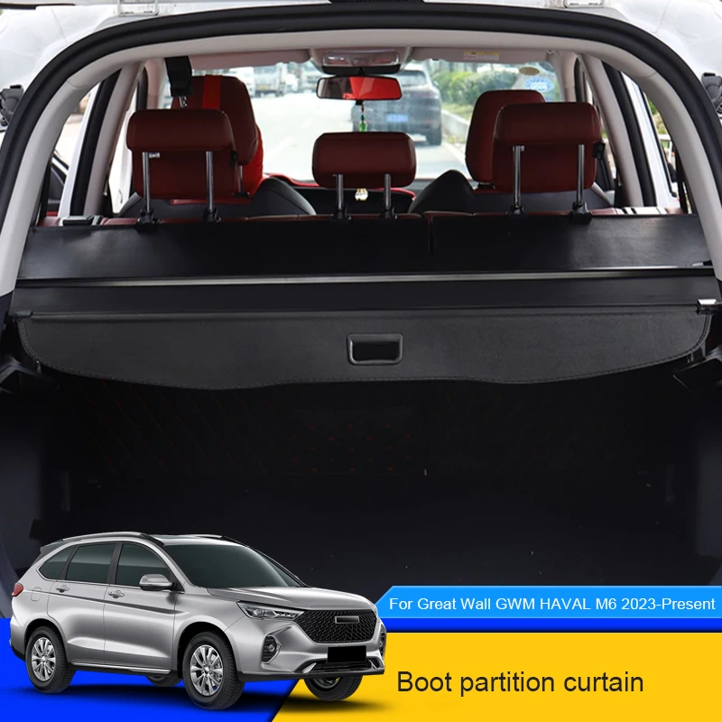 Car Rear Trunk Curtain Cover For For Great Wall GWM HAVAL M6 2023-2025 Canvas Rear Rack Partition Shelter Storage Accessories