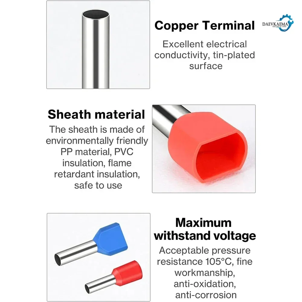 1200pcs Boxed Insulated Ferrule Cord End Crimping Terminal Block Wire Connector Tubular Pre-Insulated Cold-Pressed Terminal