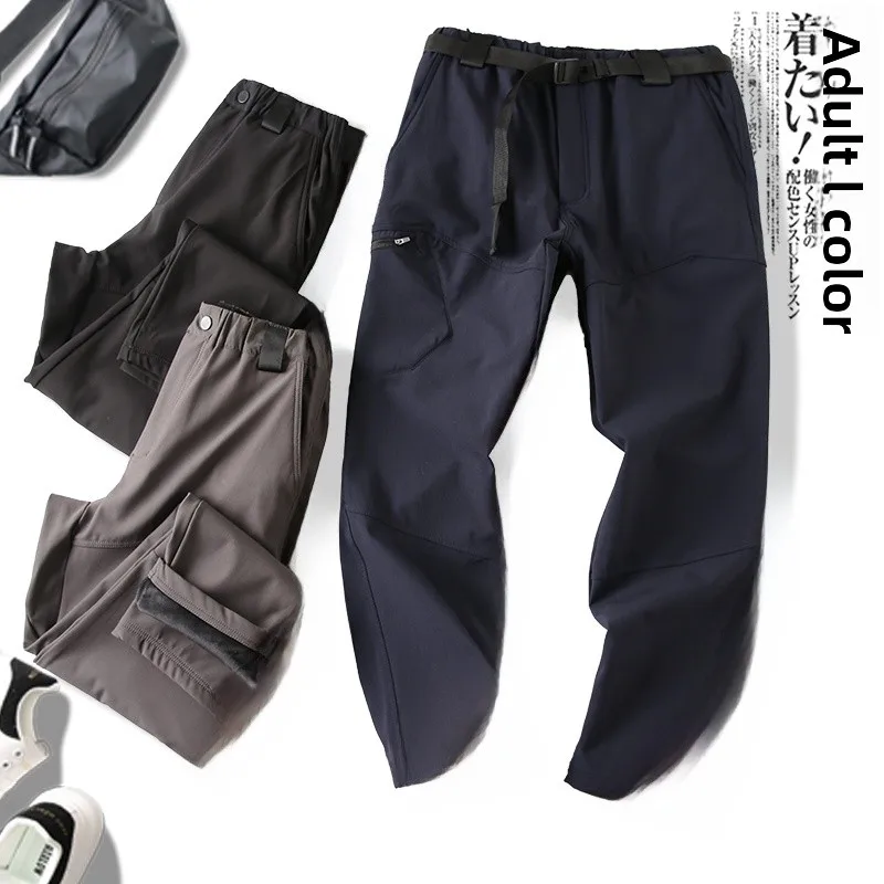 

Зимние функциональные ветрозащитные теплые двухслойные мужские повседневные брюки с подкладкой Cosite на открытом воздухе, брюки