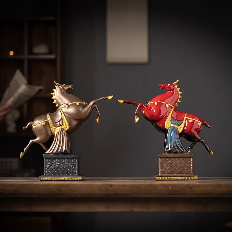 Ceramic Ornaments High-end and Successful Living Room Office Entrance Decoration Year of The Horse Craft Gifts
