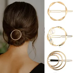 5cm Hollow Hairpin Twisted Glossy Round Hairpin Matte Gold Pearl Hair Clip Ladies Party Elegant Styling Hair Clip Headwear