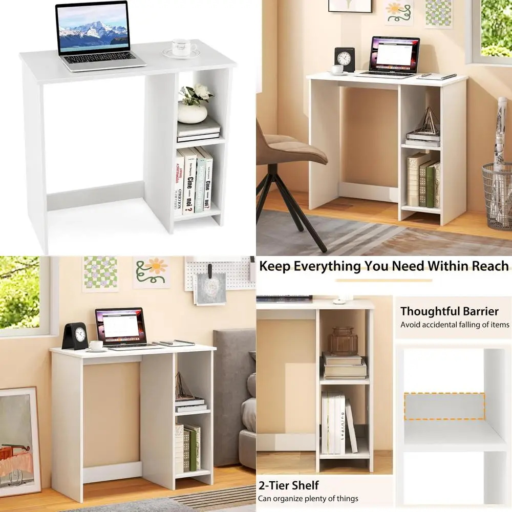 

Компактный белый стол с полками для хранения для небольших помещений, современный письменный стол для учебы