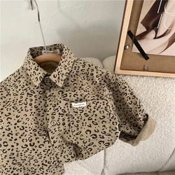 Children's Shirt Spring and Autumn New Boys and Girls Leopard Pattern Long sleeved Shirt Baby Korean Shirt Coat