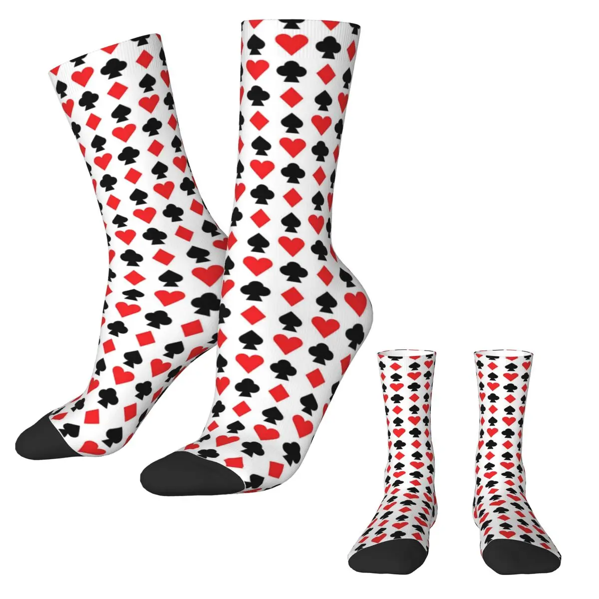 Playing Cards Socks Diamond And Heart Casual Stockings Ladies Breathable Running Socks Winter Graphic Anti-Slip Socks