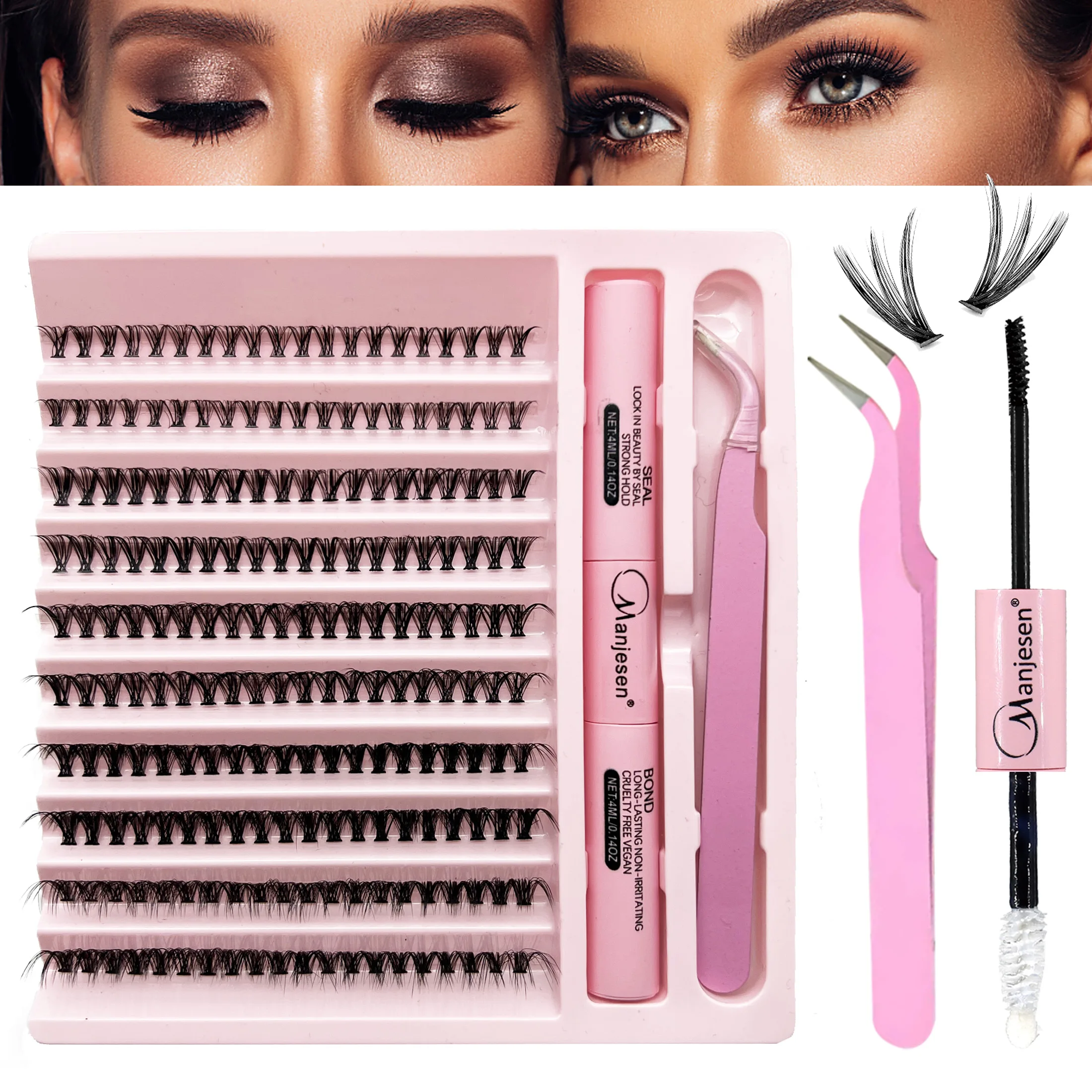 Lashvnna Lash Cluster Kit mit wasserdichtem DIY Lash Extension Kit Wimpern bindung und Siegel und Wimpern pinzette Make-up