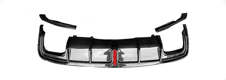 3PCS Rear Bumper Diffuser For Audi A4 S4 Sline B10 2020 2021 2022 Trunk Door Lip Spoiler Real Carbon Fiber (With LED Light )