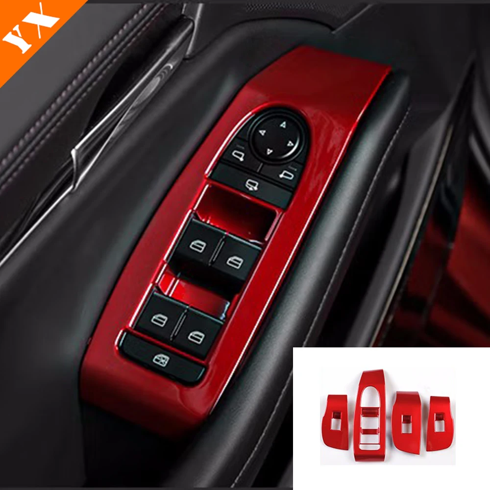 Car Full Set Red Trim Interior Moulding Window Lift Center Console Panel Inner Handle For Mazda 3 AXELA 2019-2023 Accessories