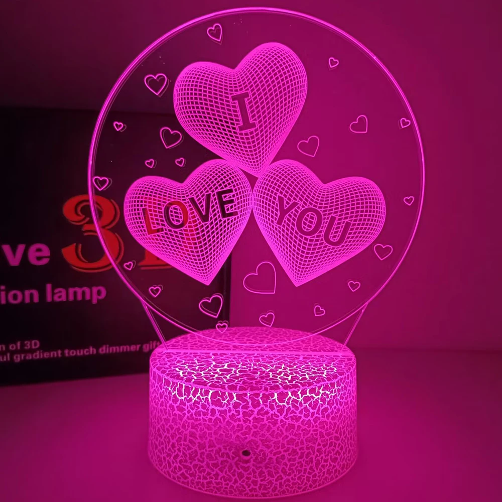 3D Night Light LOVE LED Bedroom Dormitory Bedside Table Lamp Birthday Valentine\'s Day Gift for Love Proposal Romantic Decoration