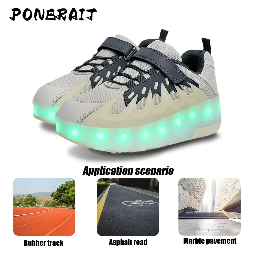 Men's High Top 4 Wheel Roller Shoes Fashionable Unisex Automatic Pop-up Sneakers With Wheels Dual-purpose Skating Casual Shoes