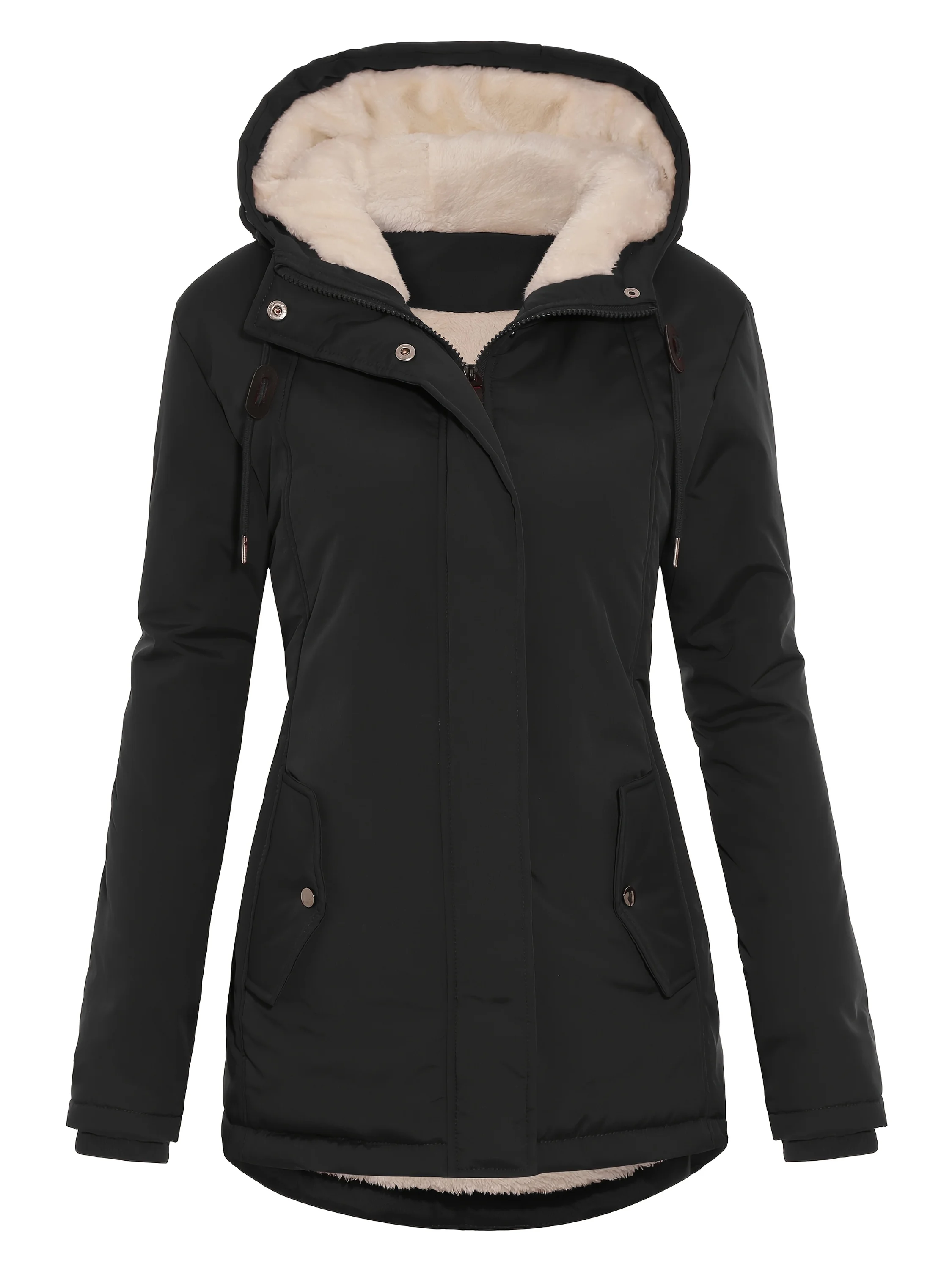 

wman's Solid color Quilted Puffer Jacket - Ribbed Cuff Windproof Warm Coat for Winter Casual Daily Outdoor