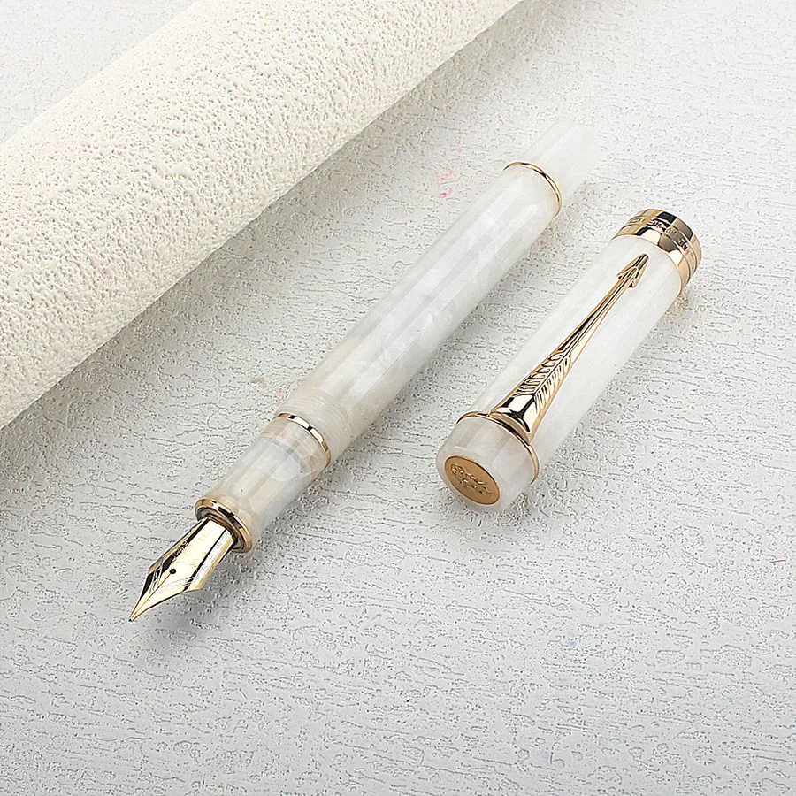 Jinhao 100 stuletnia żywiczna fontanna czarny cienkopis złoty klip iryda EF/F/M/gięta stalówka z konwerterem długopis biurowy dla biznesu — zdjęcie produktu 2