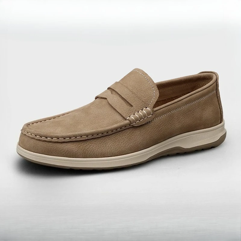 Leather Shoes Men's New Slip-on British Leather Soft-soled Business Casual Leather Dad Loafers
