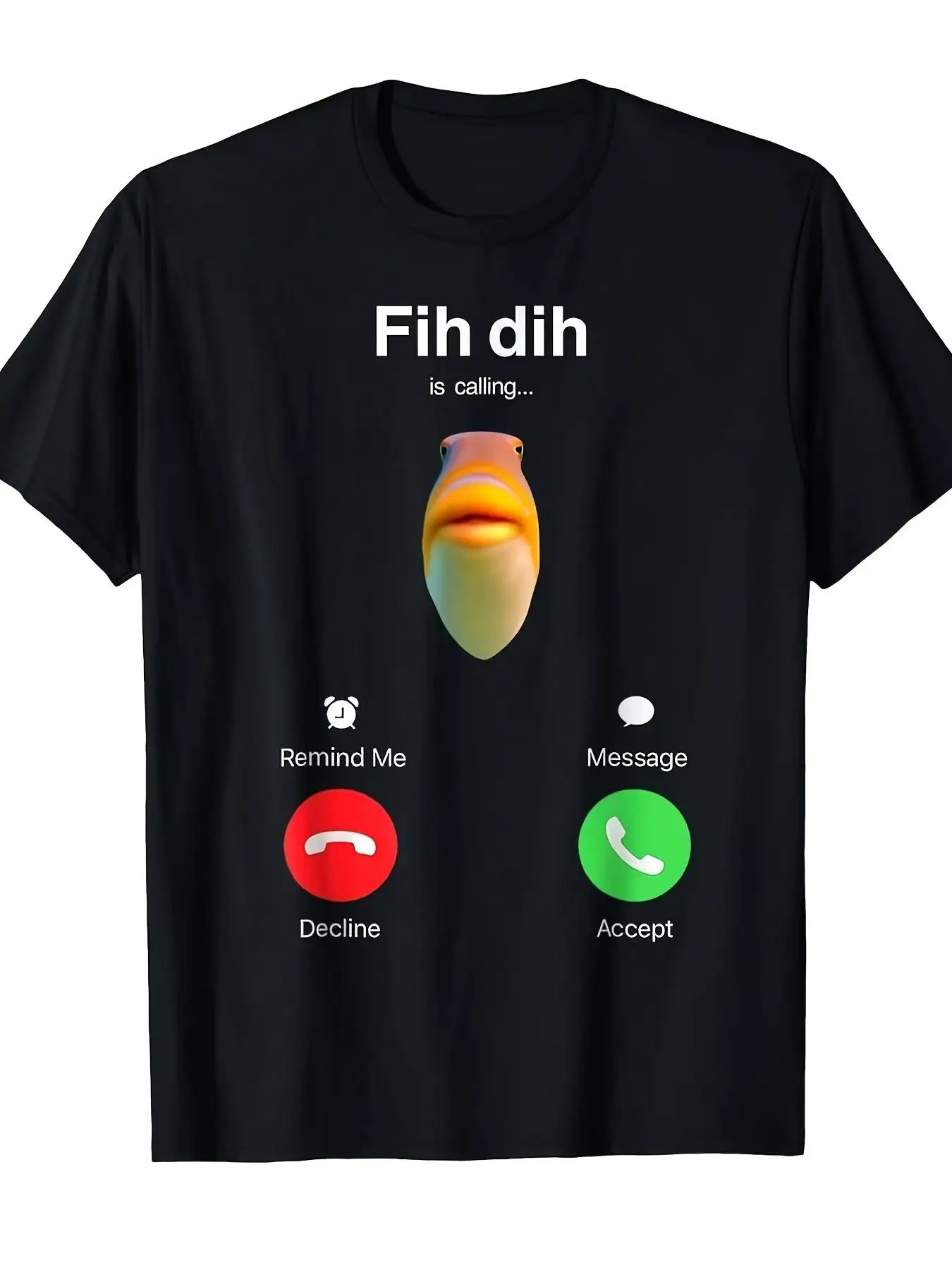Men's Funny Fishing T-Shirt, Novelty Tee with 'Accept/Decline/Later' Notification Fish Design, Casual Round Neck Short Sleeve Shirt for Anglers, Fishing Gift