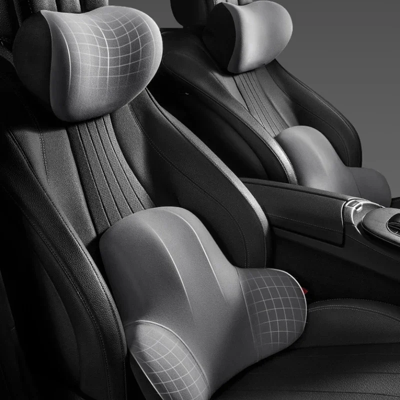 車用メモリーフォームネックピロー、腰椎サポートクッション、腰椎クッション、車用ヘッドレストクッション