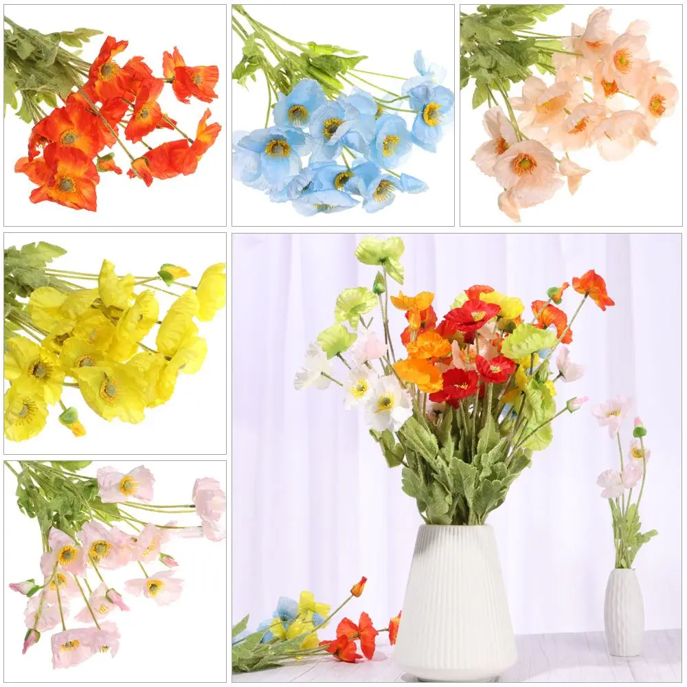 

Supplies DIY Home Decoration Wedding Holiday Simulation Poppy Artificial Poppy Artificial Flower Beautiful Bouquet