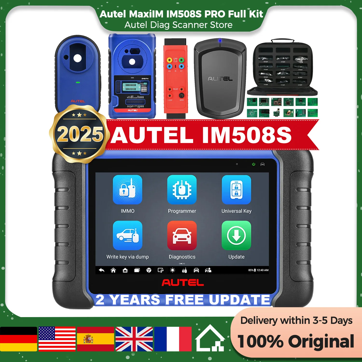 Autel Scanner IM508S PRO Full Kit 2024 Automotive Diagnostics Scan Tool with 40+ Services OE-Level All Systems Diagnostics