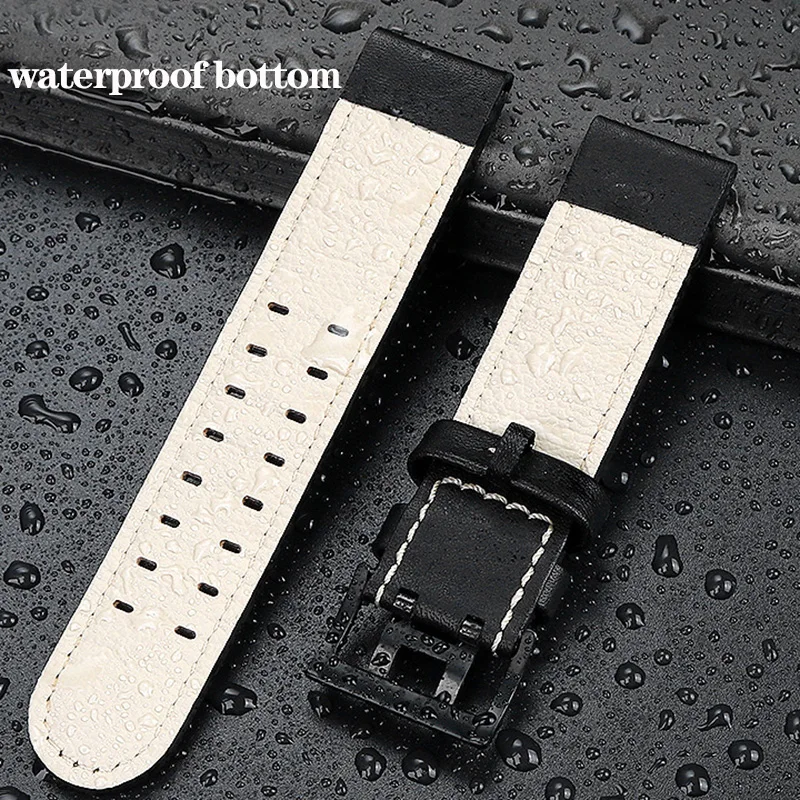 20mm 22mm Genuine Leather with Nails Watchband For Hamilton Khaki H77616533 H70615733 Series Men\'s Watch Band Strap Wristband