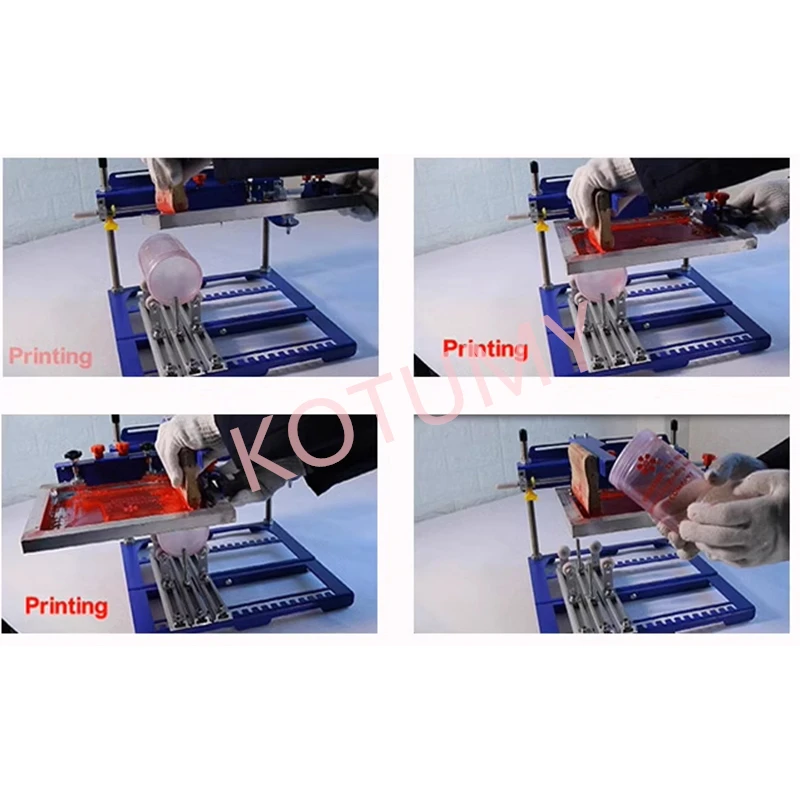 Small Manual curved screen printing machine suitable for cylindrical and conical plastic/glass/metal screen printing station