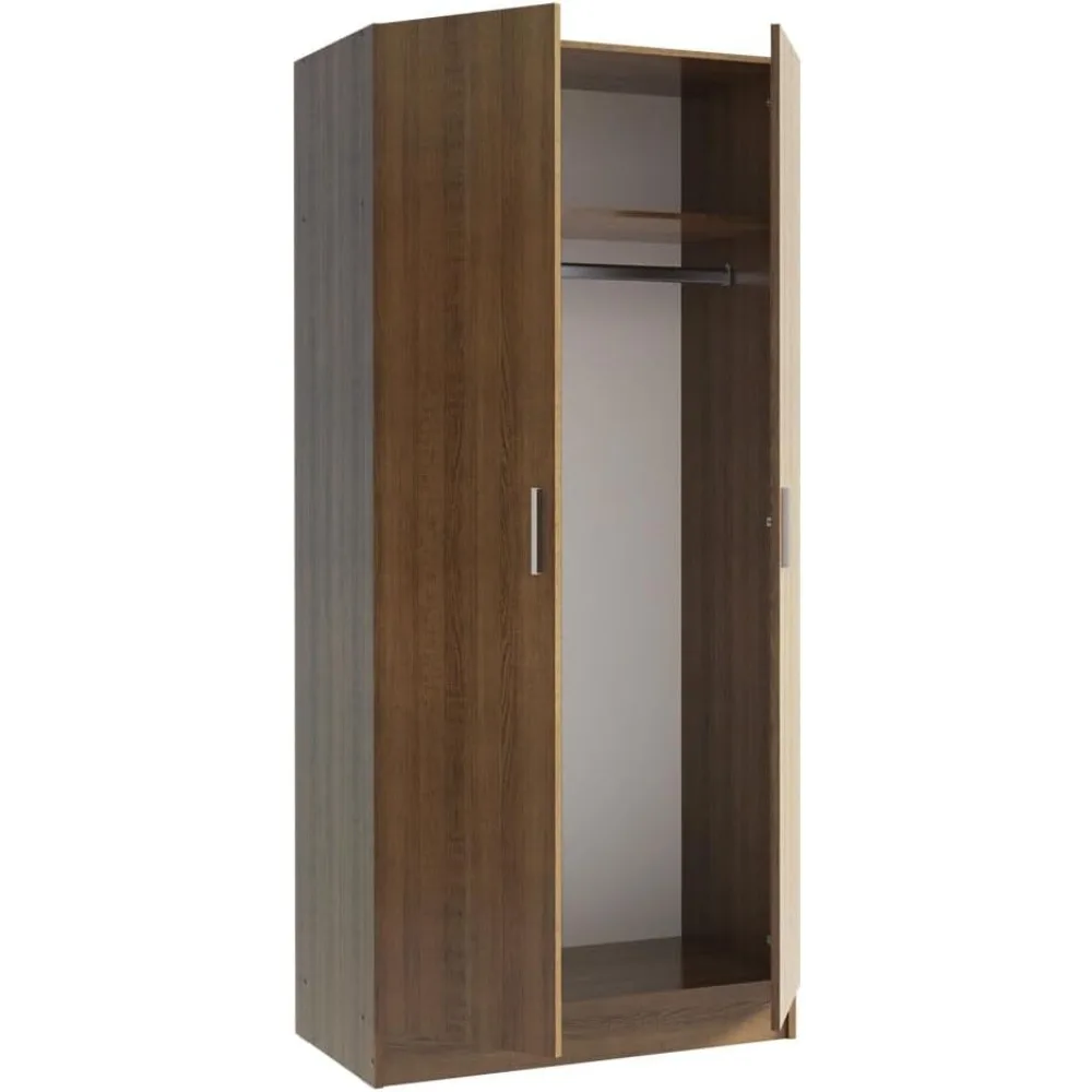 خزانة تخزين بنية ببابين مع أرفف واسعة، خزانة أدوات سعة 31 لترًا لتنظيم المدخل وغرفة النوم #4