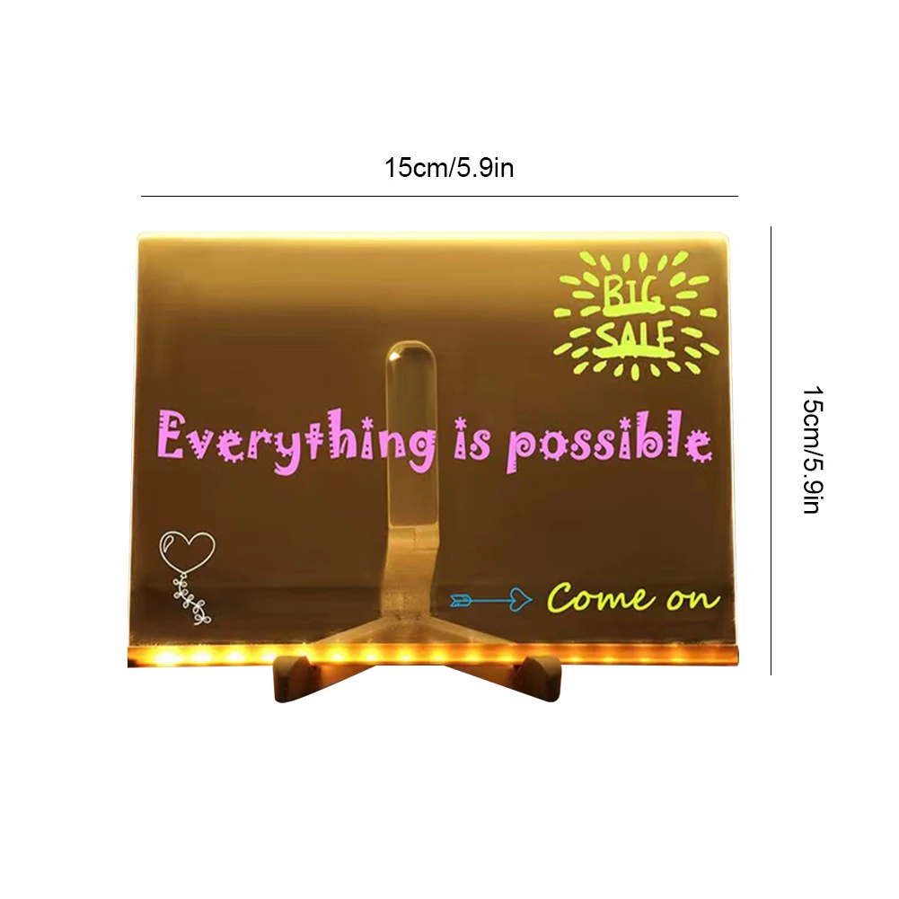 Acrylic Dry Erase Board With 7 Colorful Pens Acrylic Drawing Board Erasable Neon Sign Clear Writing Board for Office School Home
