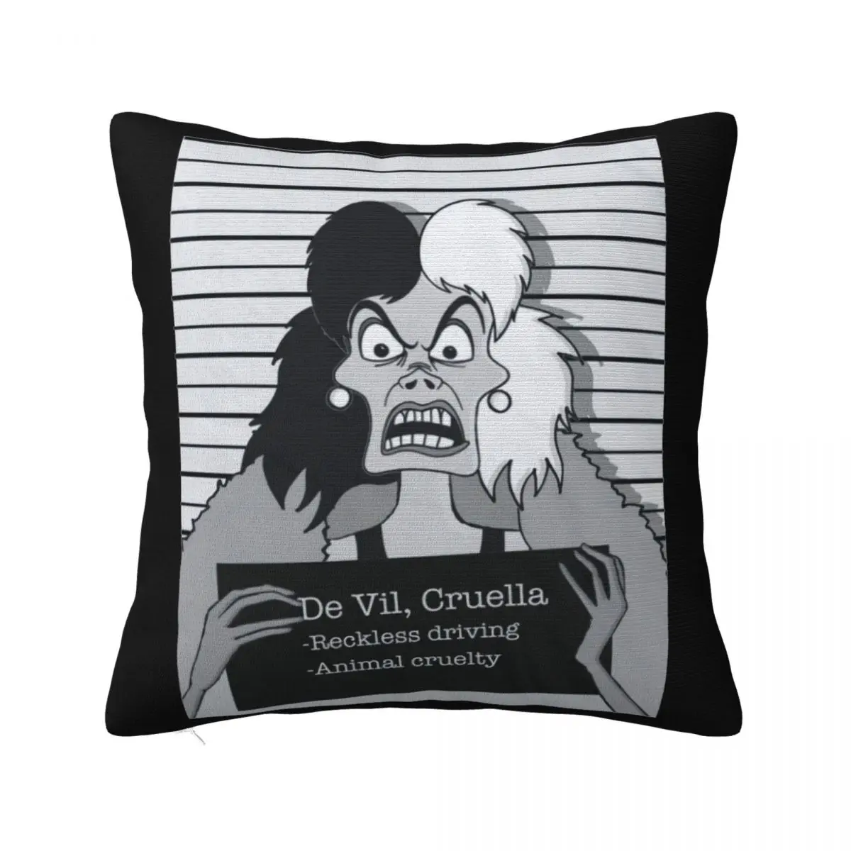 Cruella Mugshot Dalmatian Dog Hips R Indie Film Jail Sketch Top 100 Cotton O M Music Halloween Different Pillow Case