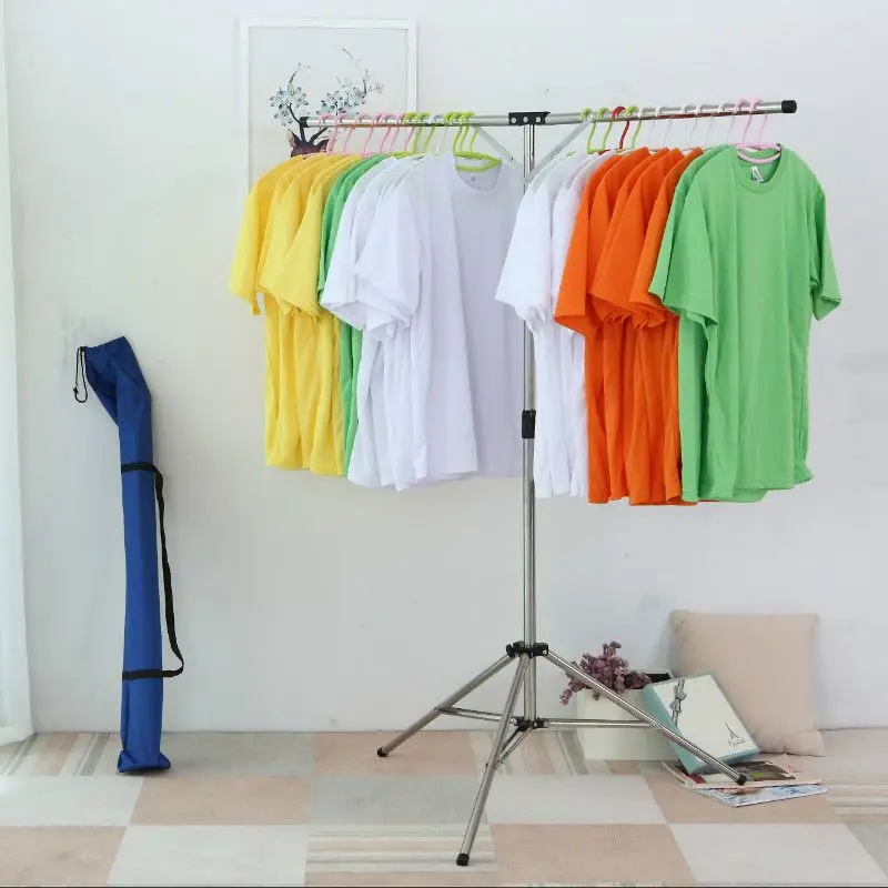 

Stainless Steel Portable Single Rod Clothes Drying Rack Indoor Outdoor Travel Laundry Hanger Easy to Use Free Standing