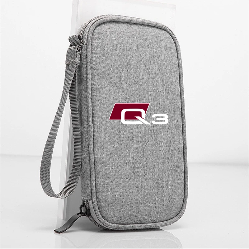 Sac de rangement portable pour clé de voiture, gadget de câble, étui portable, chargeur de disque dur, écouteurs, carte USB, poudres pour Audi Q3,