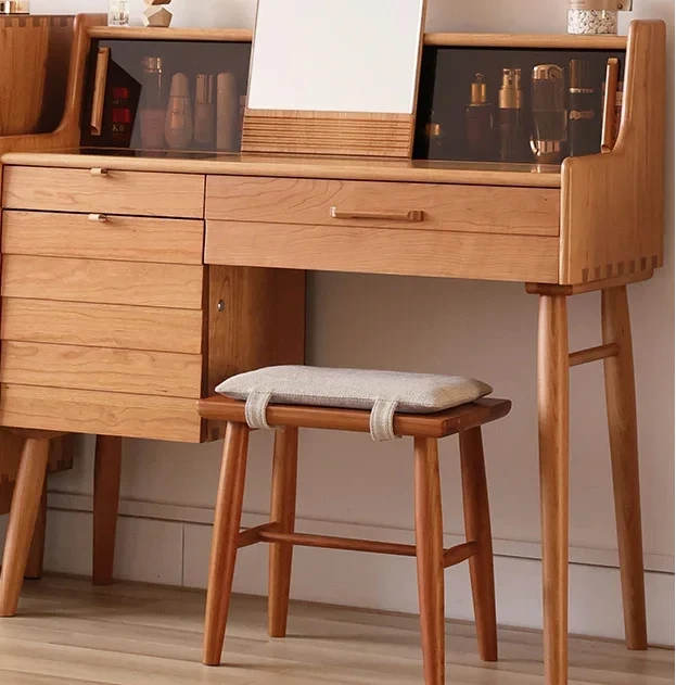 

Solid wood wind dressing table, makeup table, storage and storage integrated small unit bedroom